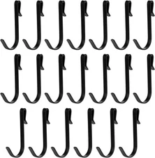 KALIONE 20 Pcs J Shaped Hook Snap On Stainless Steel Hanger Black 
