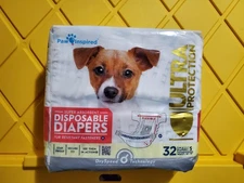 Disposable Small Dog Diapers Paw Inspired 013219 Female 32 Pieces