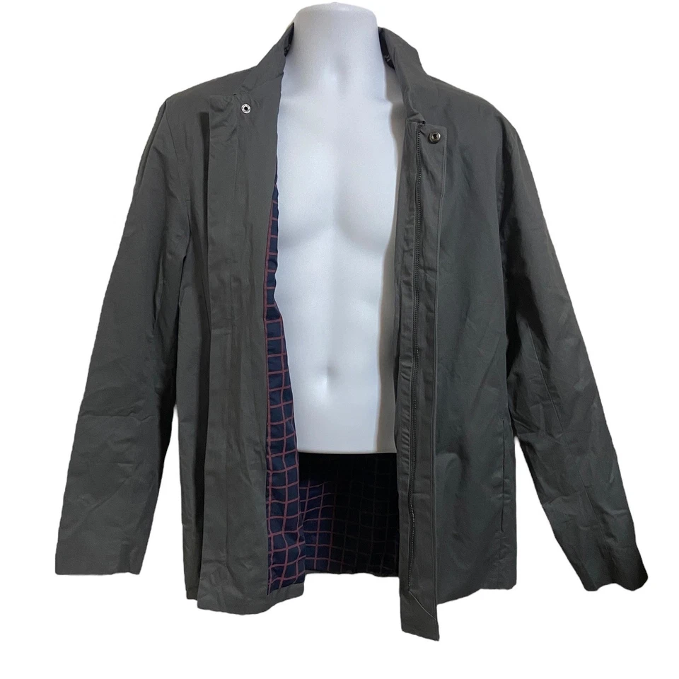 FIVEFOUR NUEVO CON ETIQUETAS Chaqueta Azul Gris Carbón Algodón Abrigo Ligero Forrado a Cuadros L Foto 3 de 4