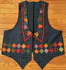 NEW Handmade Vintage Halloween AUTUMN Fall Leaves Vest THANKSGIVING Women’s XL