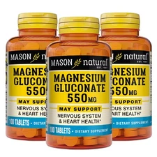 Mason Natural Magnesium Supplement 100 Count Easy to Swallow Daily Support