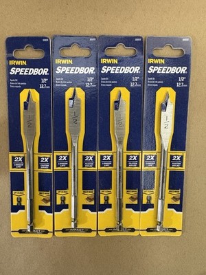 (Pack of 4) Irwin Speedbor  1/2''x6'' Blue-Groove New Style Spade Bit 88808 Impact