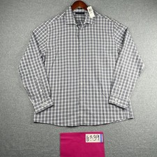 Tommy Hilfiger Slim Fit Shirt XL Gray Check Casual Button Up Long Sleeve Mens