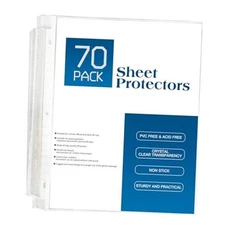Pack Sheet Protectors, Clear Heavy Duty Plastic Page Protectors for 3 Ring 70