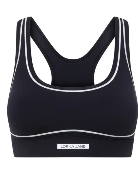 Lorna Jane 复古田径高支撑运动文胸 - 午夜蓝色中号 — 第 3/4 张图片