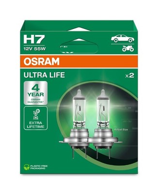 OSRAM H7 ULTRA LIFE 64210ULT-2HB 12V 55W PX26d Headlamps (Duo)