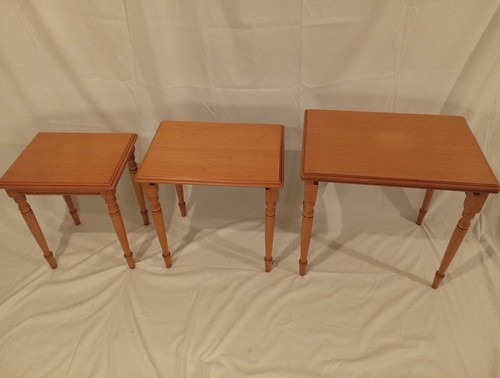 Nest of tables 3x Coffee Tables 3 in teak Teak Wood Small Tables Side Tables - Picture 15 of 24