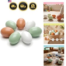 7 Pcs Wooden Fake Eggs, 3 Colors Wood Fake Chicken Nesting Eggs for Crafts Ho...