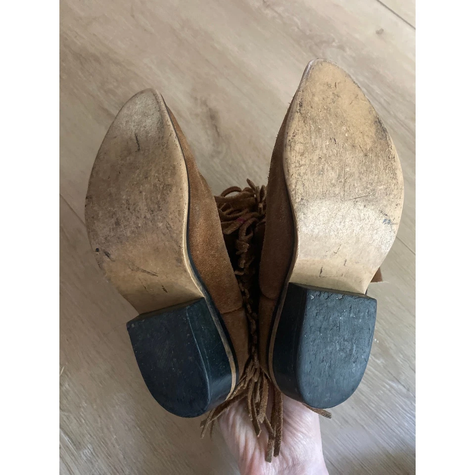 Shyanne Botas Niño Niña Talla 9.5 Marrón Gamuza Flecos Vaquera Western Foto 4 de 4