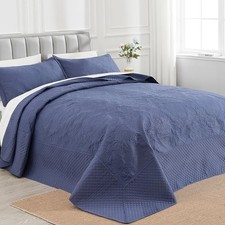 Navy Blue 138x122 Extra Wide Oversized King - 138x122 Damask Pattern Navy Blue