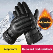 Pair Men's Winter Touch Screen Leather Gloves Windproof Warm Anti-slip Motorcycl