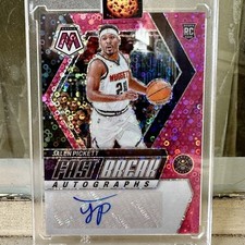 2023-24 Panini Mosaic Jalen Pickett RC Rookie Fast Break Auto Pink Disco /15 SSP