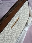 Michael Kors MK Logo Zipper Closure jet set  sling cross body Beige Brown — photo 2