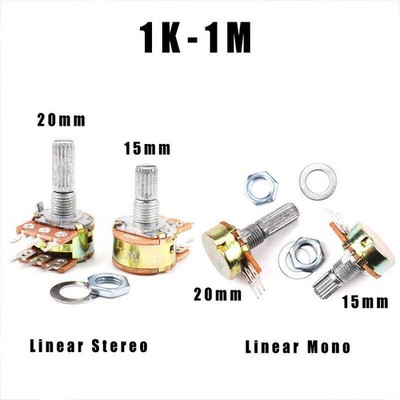 Drehpoti Potentiometer Dreh Poti Mono / Stereo Linear Logarithmisch 1K ~ 1M Ohm