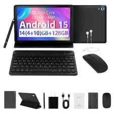 AEEZO 10.1 inch Android 14 Tablet HD Touchscreen Octa-Core 16GB + 128GB WIFI 6