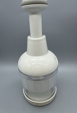 Pampered Chef Hand Food Chopper #2585 Stainless Steel Blades Rubber Lid Complete