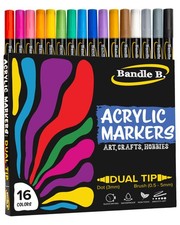 Bandle B. Acrylic Paint Markers   Set of 16 1 Count Pack 16 , Multicolor