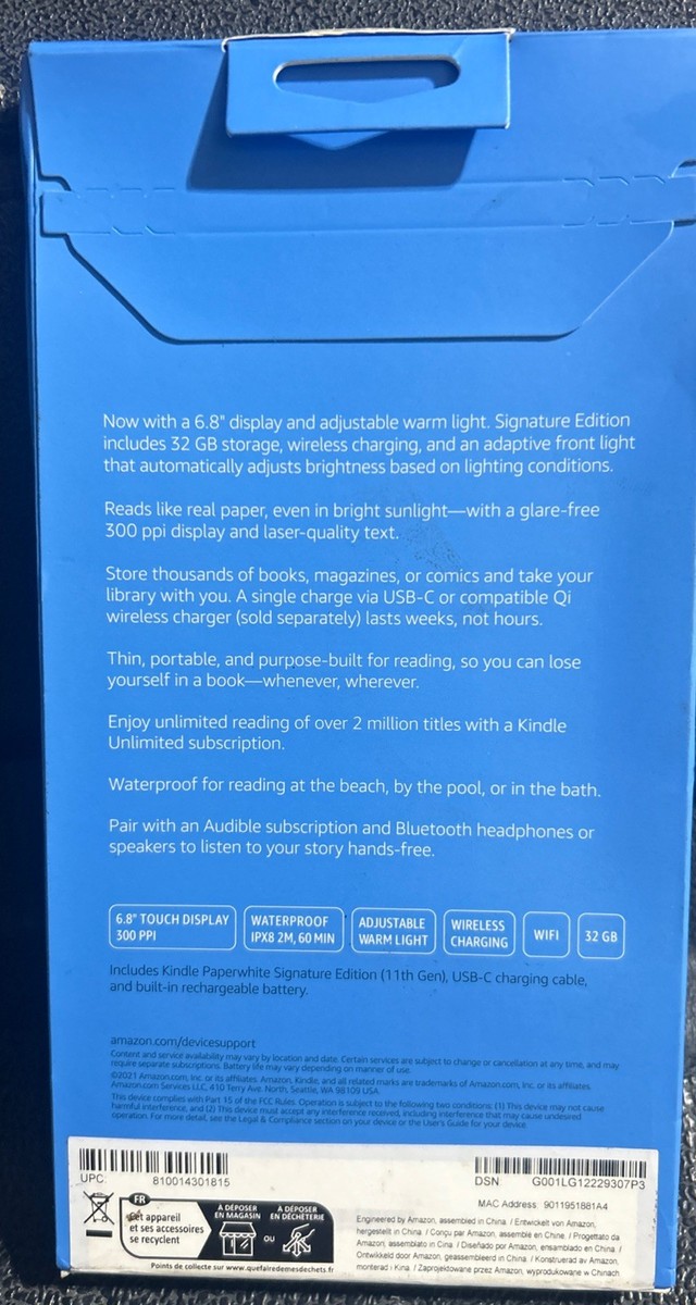 Amazon Kindle Paperwhite Signature Edition 11th Gen 32GB, Wi-Fi