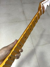 Big head Full scalloped 22 fret Guitar Neck part 25.5in Yellow gloss