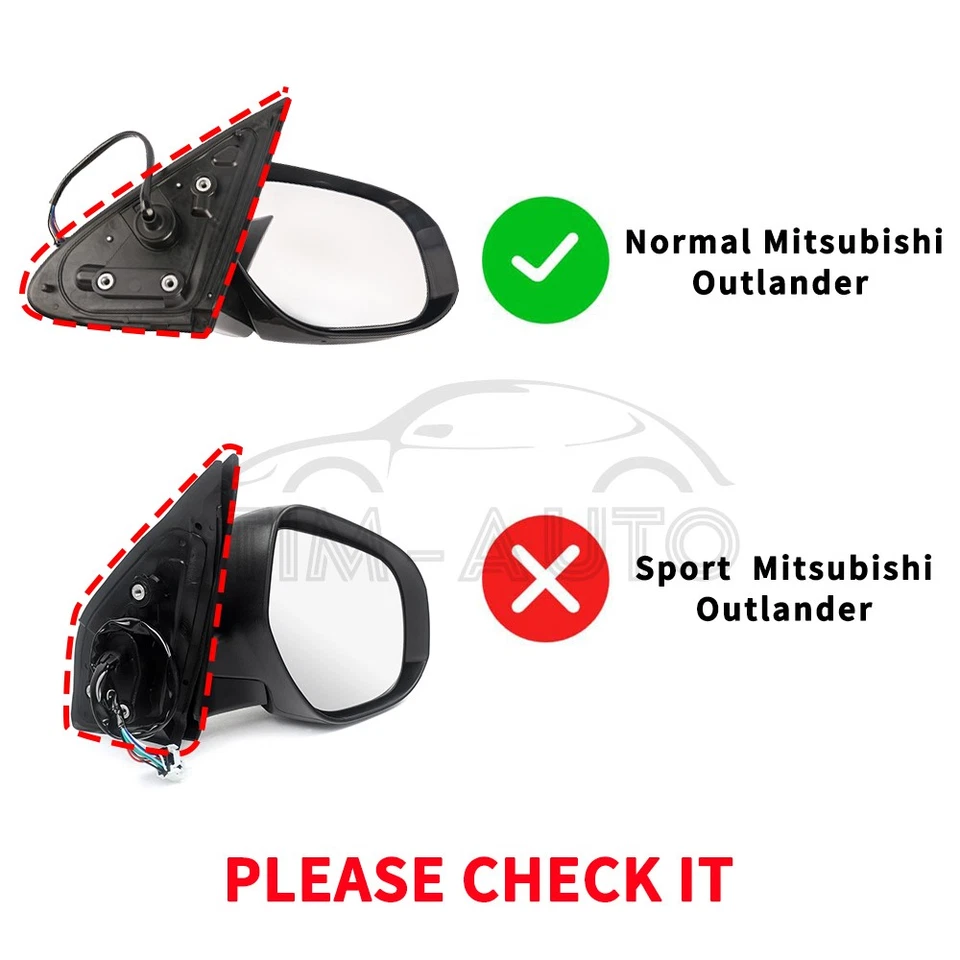 Espejo de puerta lado derecho para Mitsubishi Outlander 2014-2019 eléctrico térmico con señal Foto 2 de 4