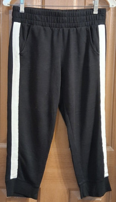 Athletic Works Black Jersey Exercise Capris With White Stripe Size XS (0-2)