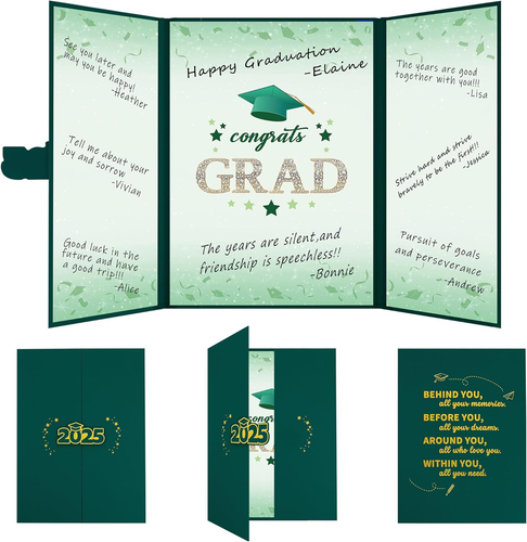 2025 Graduation Guest Book Alternative, Green Gold Class of 2025 Graduation Part