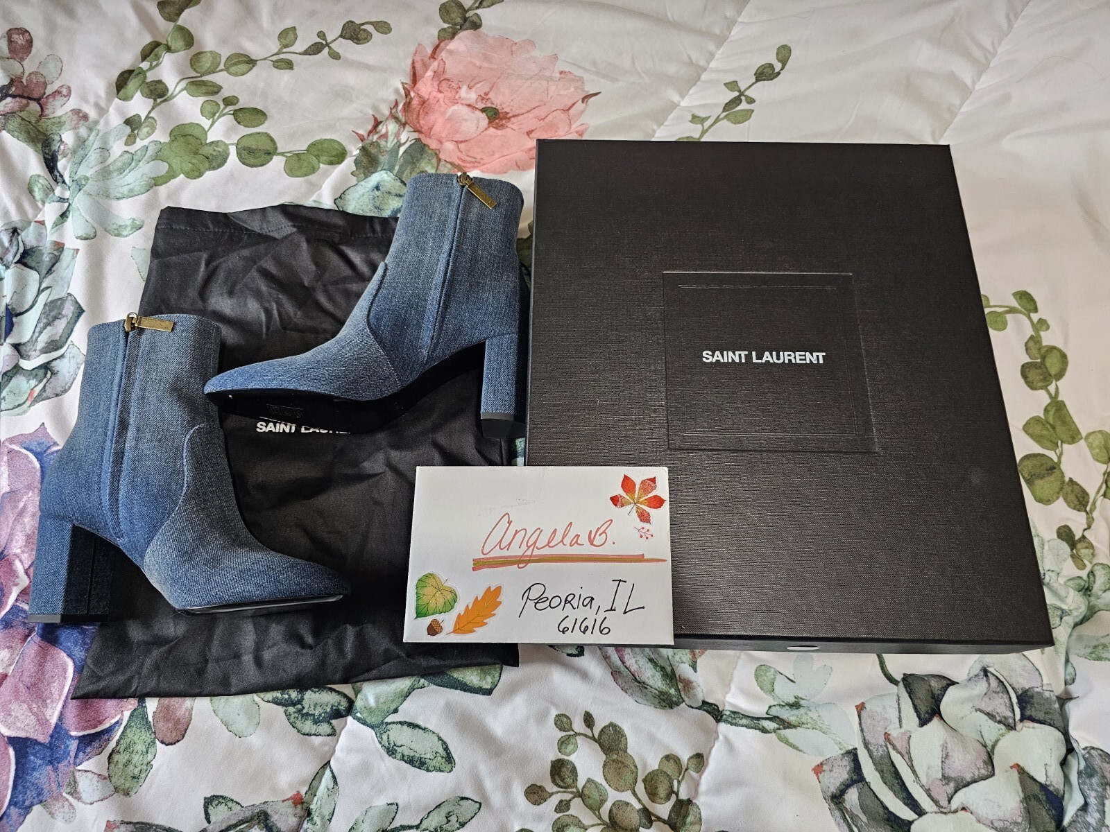 SAINT LAURENT Nuovissimi stivali in denim YSL Lou 37 5