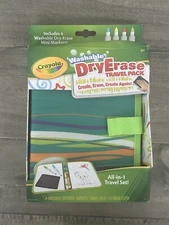 Crayola Washable Dry Erase Travel Pack Whiteboard & 4 Mini Markers - For Ages 4+