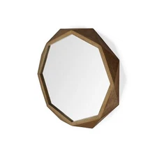 32 Octagon Wooden Frame Wall Mirror