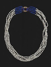 FRESHWATER PEARL 19 INCH NECKLACE WITH LAPIS LAZULI CLASP