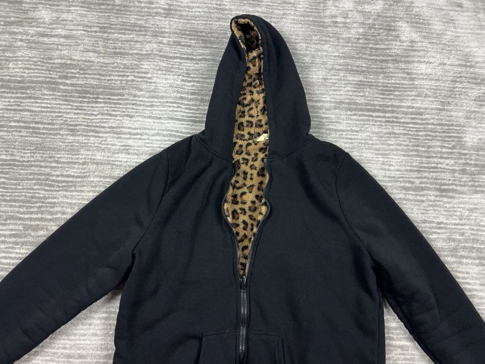 Sudadera con Capucha Bobbie Brooks para Mujer XL Negra Cremallera Completa Estampado Animal Forrada de Felpa Foto 2 de 4