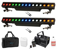2 American DJ 15 Hex Bar IP Outdoor RGBAW UV LED DMX Strip Wash Lights Hazer Bag