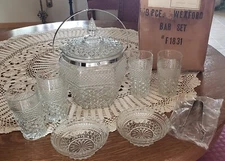 NOS. Anchor Hocking Vintage Bar set.  Excellent, Never used set! Ice Bucket etc.