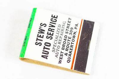 Stew's Auto Service Quakertown PA 1940s MINTY UNUSED Matchbook Advertising