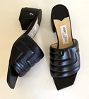 NIB Jimmy Choo size 38.5 black Themis quilted nappa leather block heel slides