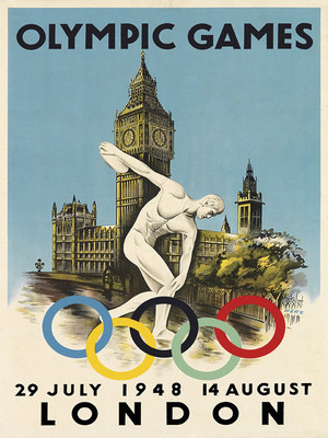 1948 London England Olympic Games Sport Travel Vintage Poster Repro ...