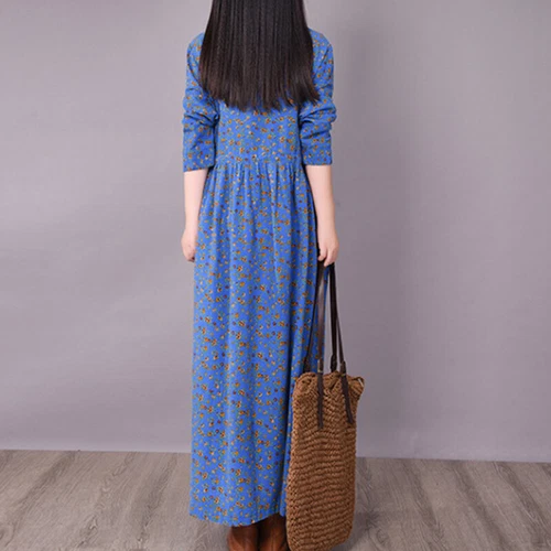 Ladies Long Dress Crew Neck Maxi Dresses Women Kaftan Holiday Sleeve Baggy Loose - Picture 15 of 47