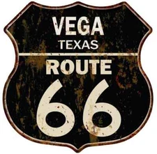VEGA, TEXAS Route 66 Shield Metal Sign Man Cave Garage 211110014235