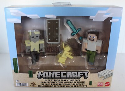 Mattel Minecraft Desert Husk Adventure Pack  Steve Husk Rabbit              (A9)