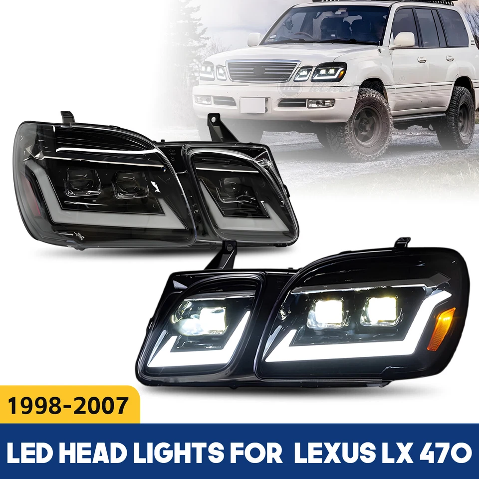 HC LED Head Light For 1998-2007 Lexus LX470 DRL Projector Lamp Assembly L+R Side - Imagem 3 de 4