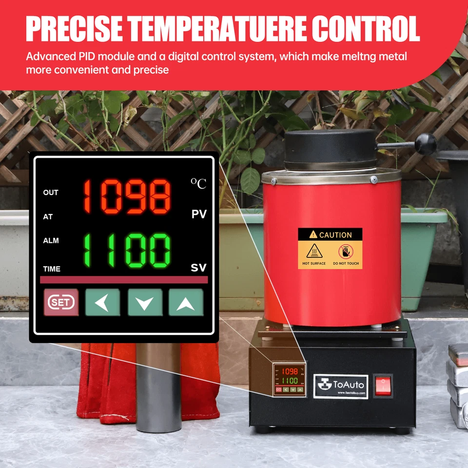 TOAUTO 3KG Electric Melting Furnace Metal Gold Silver Copper Smelter Crucible UK - Image 4 of 4