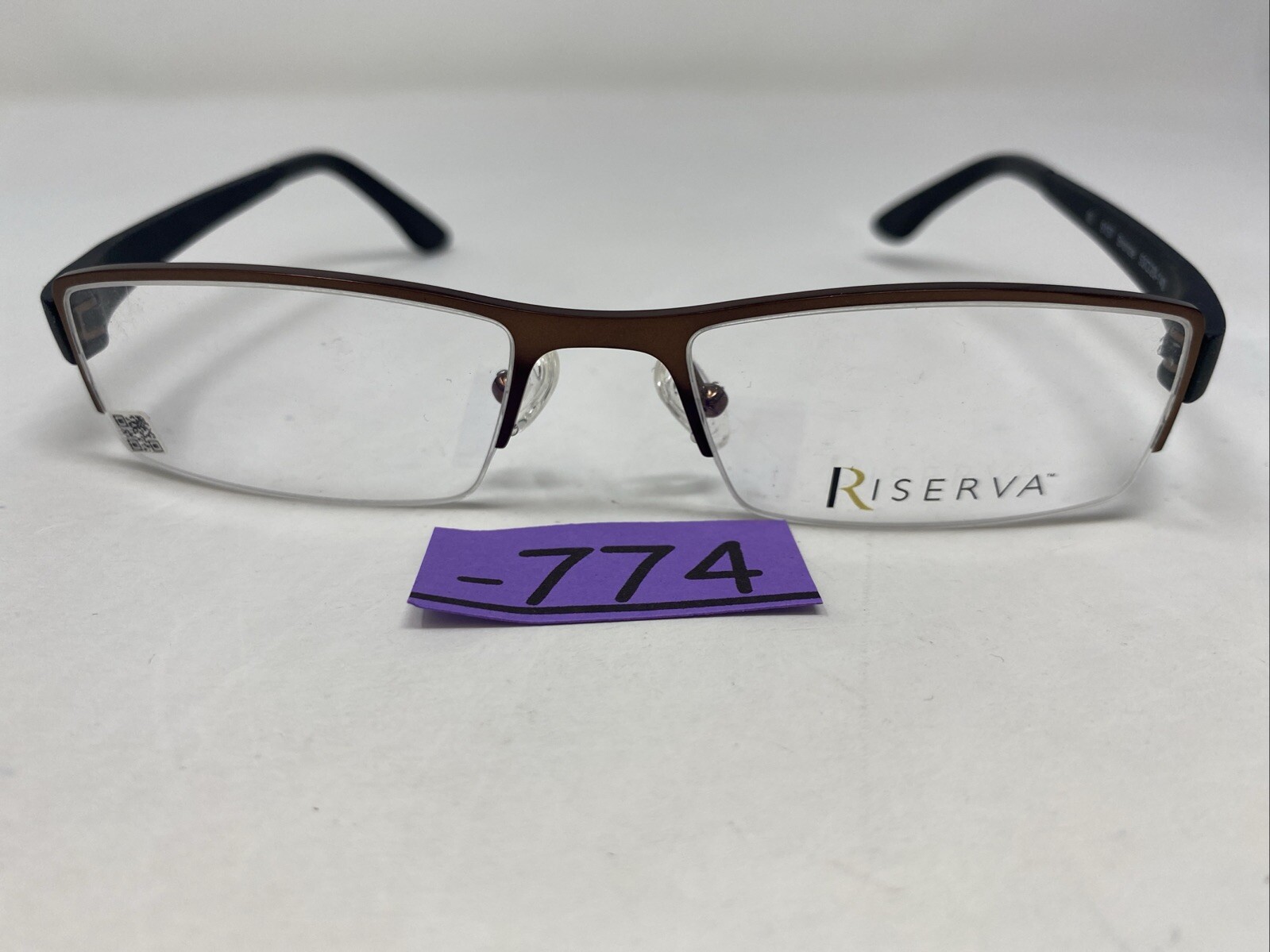 Riserva 9157 Bronze 53-20-140 Brown/Black Half Rim Eyeglasses Frame ...