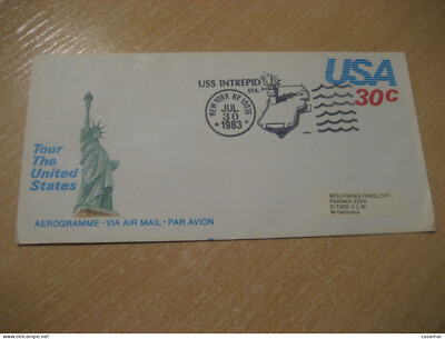 NEW YORK 1983 USS Intrepid Ship Cancel Aerogramme Cover USA Ships Maritime