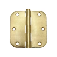 House Guard Satin Brass 3.5"X 3.5" w 5/8" Radius Round Door Hinge interior