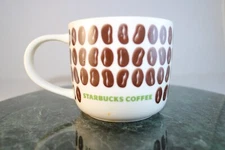 Rare 2009 Starbucks Coffee Bean Collectible Bone China Green Brown Mug Cup 16 oz