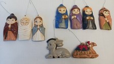 Vintage Christmas Ornaments Nativity Hand painted Mary Joseph Jesus Wisemen 9pc