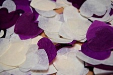Purple & White Wedding Confetti - Love Hearts Bio Degradable - Options? Cones?  