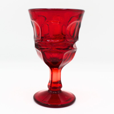 Vintage Fostoria Argus Ruby Red Honeycomb Heavy Glass Wine Cocktail Cordial