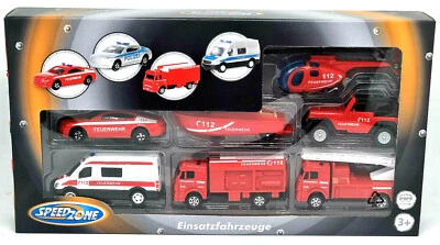 Speedzone D/C Einsatzfahrzeuge Helikopter und Fahrzeug Spielset Feuerwehr Set,  - Bild 1 von 2