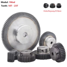 Mod 1 Steel Pinion Gear Spur Gears 10-23 Teeth 4-12mm Bore 45# Steel Motor Gear 